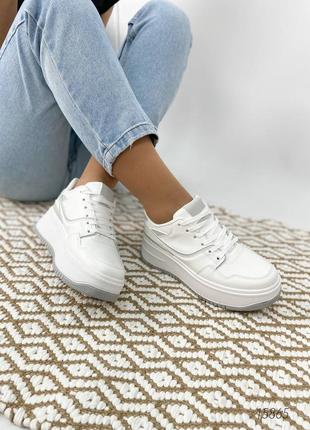Женские кроссовки под форсы, белый, экокожа3 фото