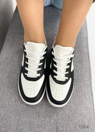 Женские кроссовки под форсы, белый/черный, экокожа5 фото