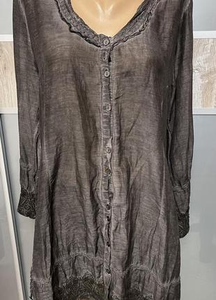 Удлиненная рубашка платье шелк с хлопком nile
