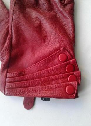 Красные натуральные кожаные перчатки лайковая кожа domo4 фото