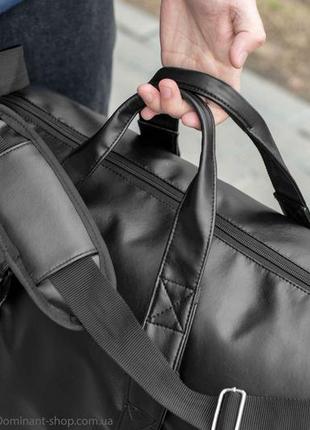 Мужская дорожная спортивная сумка с отделом для обуви черная из эко кожа для тренировок вместительная на 31 л10 фото