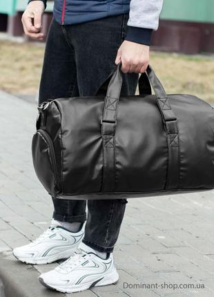 Мужская дорожная спортивная сумка с отделом для обуви черная из эко кожа для тренировок вместительная на 31 л5 фото