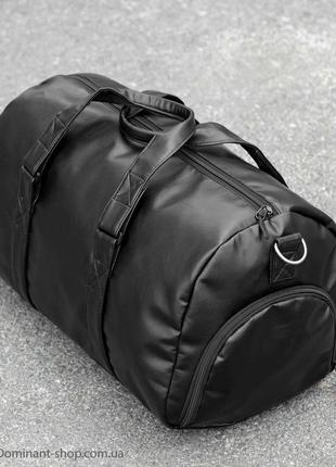Мужская дорожная спортивная сумка с отделом для обуви черная из эко кожа для тренировок вместительная на 31 л6 фото