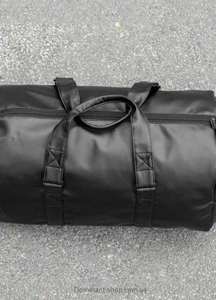 Мужская дорожная спортивная сумка с отделом для обуви черная из эко кожа для тренировок вместительная на 31 л9 фото