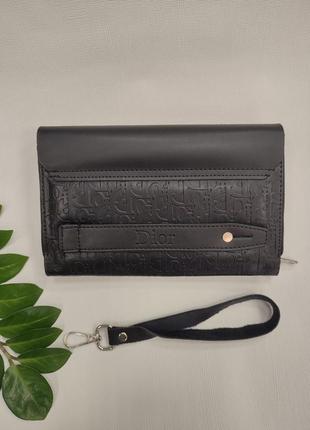Портмоне из натуральной кожи с коробкой, кошелек мужской стиля dior диор