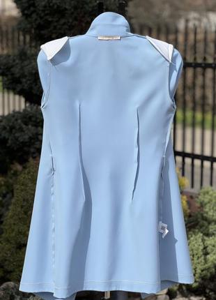 Италия стильный удлиненный пиджак блейзер жакет небесно-голубой l7 фото