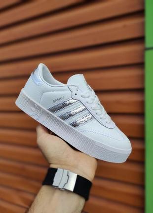 Кеди adidas samba white&amp;silver1 фото