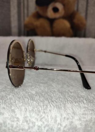 Круглые солнцезащитные очки в металлической оправе с пчёлами3 фото