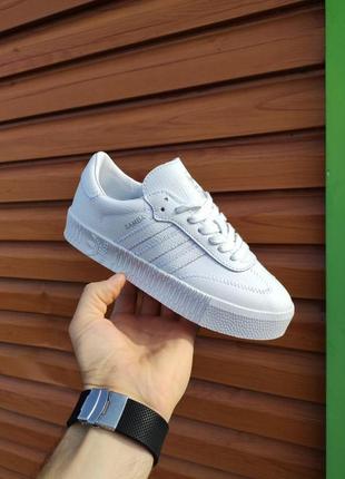 Кеди adidas samba white, beige, black&white