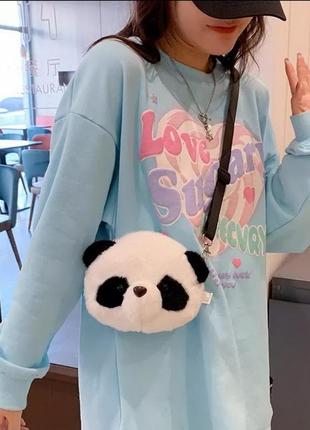 Няшная сумочка панда мех детская подростковая молодежная хутро дитяча дівоча жіноча3 фото