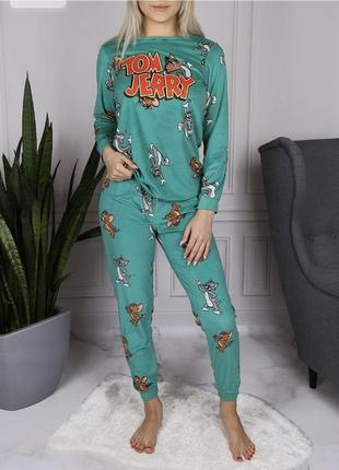 Удобная и веселая пижама tom and jerry, домашний комплект из тонкого велюра