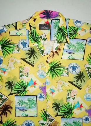 Рубашка гавайская primark reg fit viscose гавайка (l)