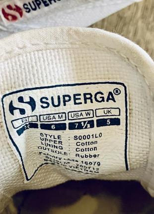 Кроссовки белые текстильные на высокой подошве superga (испания)5 фото