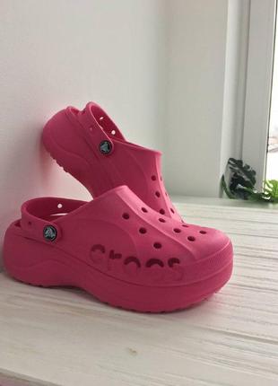 Крокси жіночі на платформі баябенд crocs bayaband platform pinc (рожевий) жіночі крокси2 фото