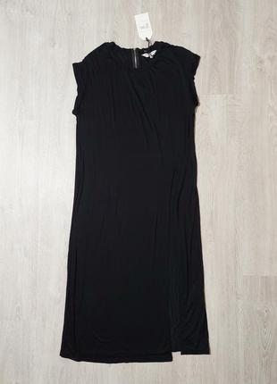Платье новое туника длинная миди черная с вырезом1 фото