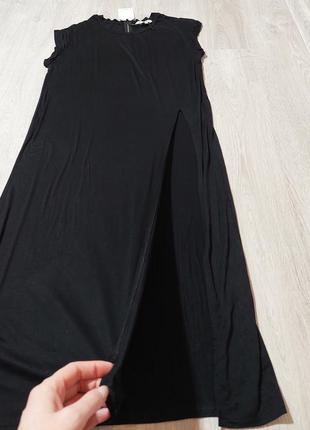 Платье новое туника длинная миди черная с вырезом3 фото