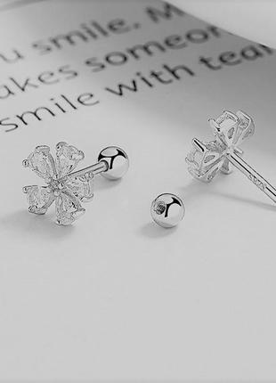 Срібні сережки закрутки "хрустальні квіти"2 фото