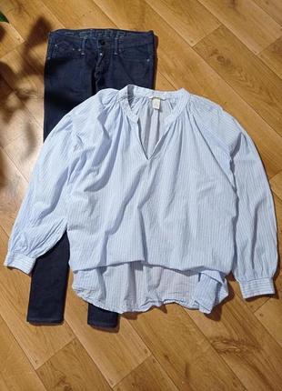 H&m неймовірна трендова рубашка блуза оверсайз зі штапелю бавовна тоненька5 фото