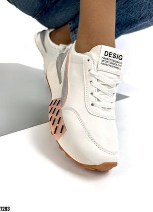 Распродажа очень стильные белые кроссовки с серыми вставками и цвета пудры 36р.7 фото