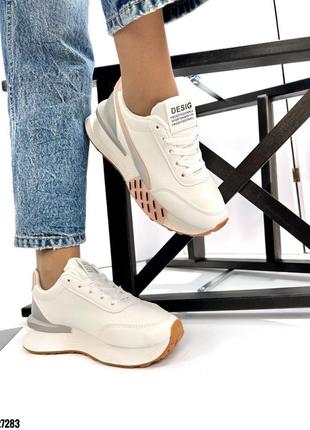 Распродажа очень стильные белые кроссовки с серыми вставками и цвета пудры 36р.3 фото