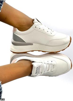 Распродажа очень стильные белые кроссовки с серыми вставками и цвета пудры 36р.4 фото
