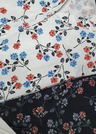 Белоснежная блузочка на короткий рукав с цветочным принтом🌸🌸🌸5 фото