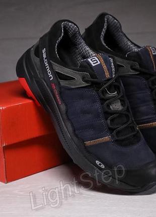 Кожаные мужские кроссовки salomon denim1 фото