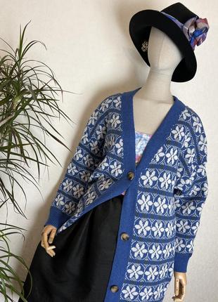 Довгий кардиган,трикотаж пальто,кофта в орнамент,єтно,бохо