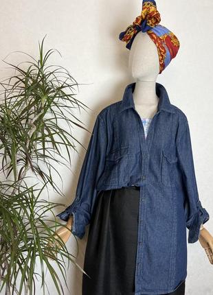 Джинсовая рубашка под пояс,блуза,рубаха, большой размер,балал,john baner, премиум бренд1 фото