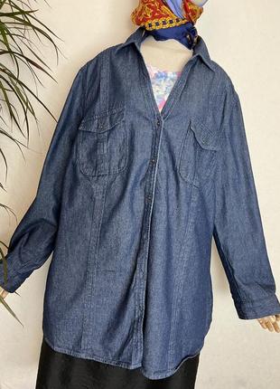 Джинсовая рубашка под пояс,блуза,рубаха, большой размер,балал,john baner, премиум бренд3 фото