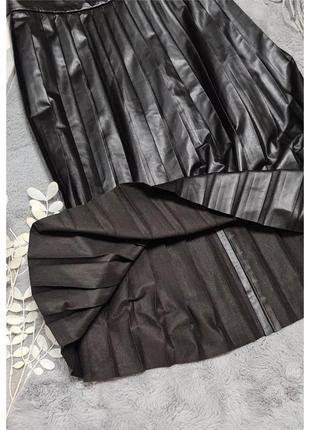 Черная плиссированная юбка эко кожа искусственная кожа label be7 фото