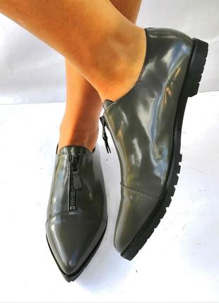 Kennel schmender кожаные туфли лоферы ботинки серые лакированые4 фото