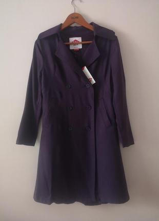 Плащ, тренч, оригинал, lee cooper trensh coat purple, фиолетовый, шёлк, шерсть,5 фото