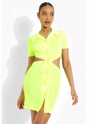Распродажа! невероятное, яркое, лимонное, неоновое платье, boohoo, s, m.1 фото