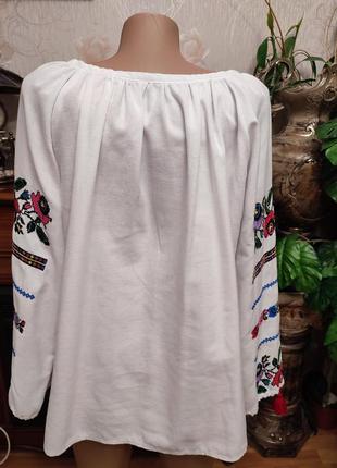 Шикарна натуральна вишиванка сорочка великого розміру батал большого размера вишита блузка10 фото