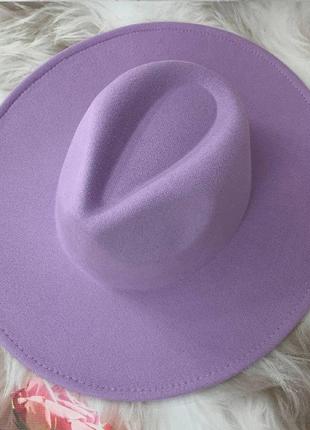 Шляпа женская широкая поля сиреневый2 фото