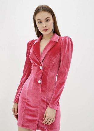 Рожева оксамитова сукня з довгим рукавом river island-pink2 фото