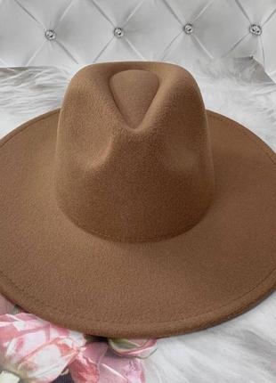 Шляпа женская широкая поля капучино4 фото