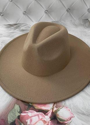 Шляпа унисекс широкие поля кемел