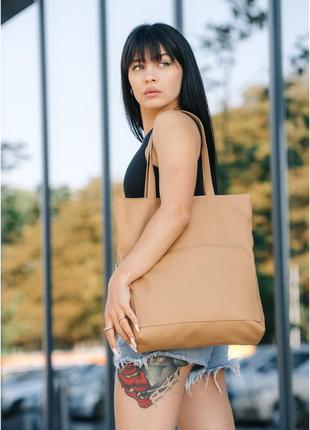 Женская сумка sambag shopper бежевая2 фото