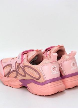 Розовые кроссовки для девочки силиконовая декоративная отделка4 фото