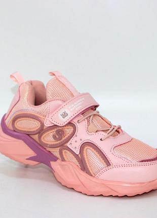 Розовые кроссовки для девочки силиконовая декоративная отделка