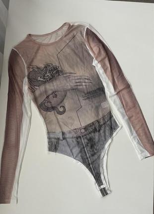 Боди сеточка с рисунком