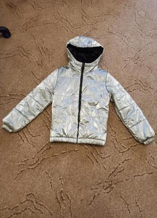 Куртка, курточка серебро демисезонная3 фото
