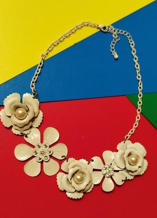 ❤️ нюдовое колье ожерелье цепь цепочка жемчуг камни бусины