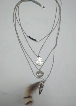 Ланцюжок, потрійна, жіноча, з підвісками, амулетами