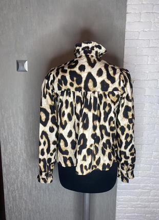 Блуза блузка з об’ємними рукавами у леопардовий принт h&m, xs-s2 фото