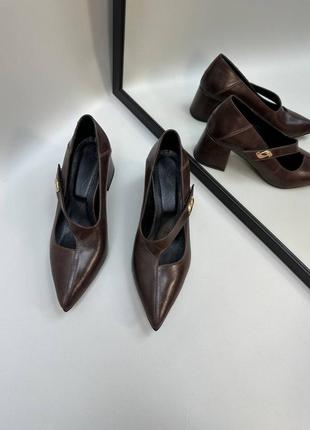 Екслюзивні туфлі лодочки з італійської шкіри та замші жіночі на підборах9 фото