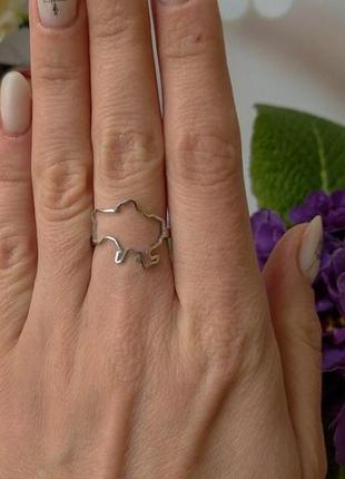 Каблучка карта україни. нержавіюча сталь. колір срібло