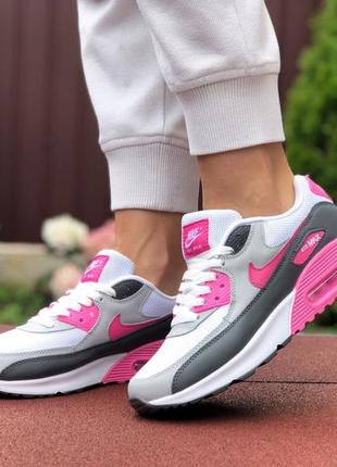 Женские кроссовки nike air max 90 grey pink кроссовки женккие найк аир макс серое розовым